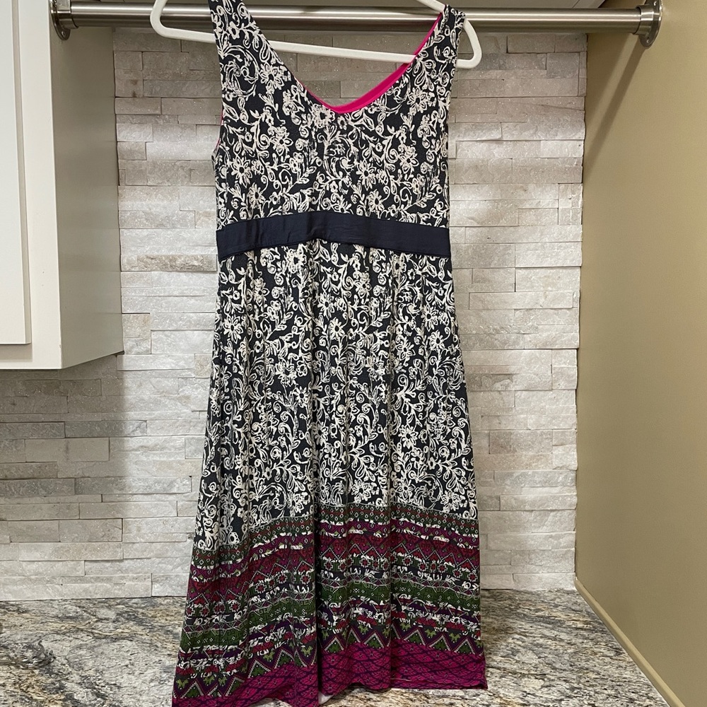 Athleta Gray Floral Tank Dress with Tie Back EUC Medium